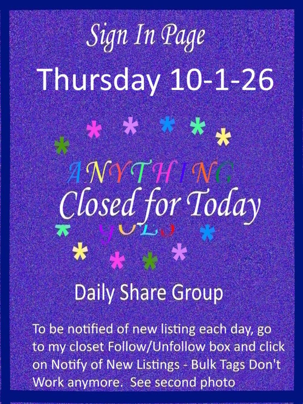 Thursday 10-1-26 Anything Goes Share Group - Part One Sign In Page - Picture 1 of 12